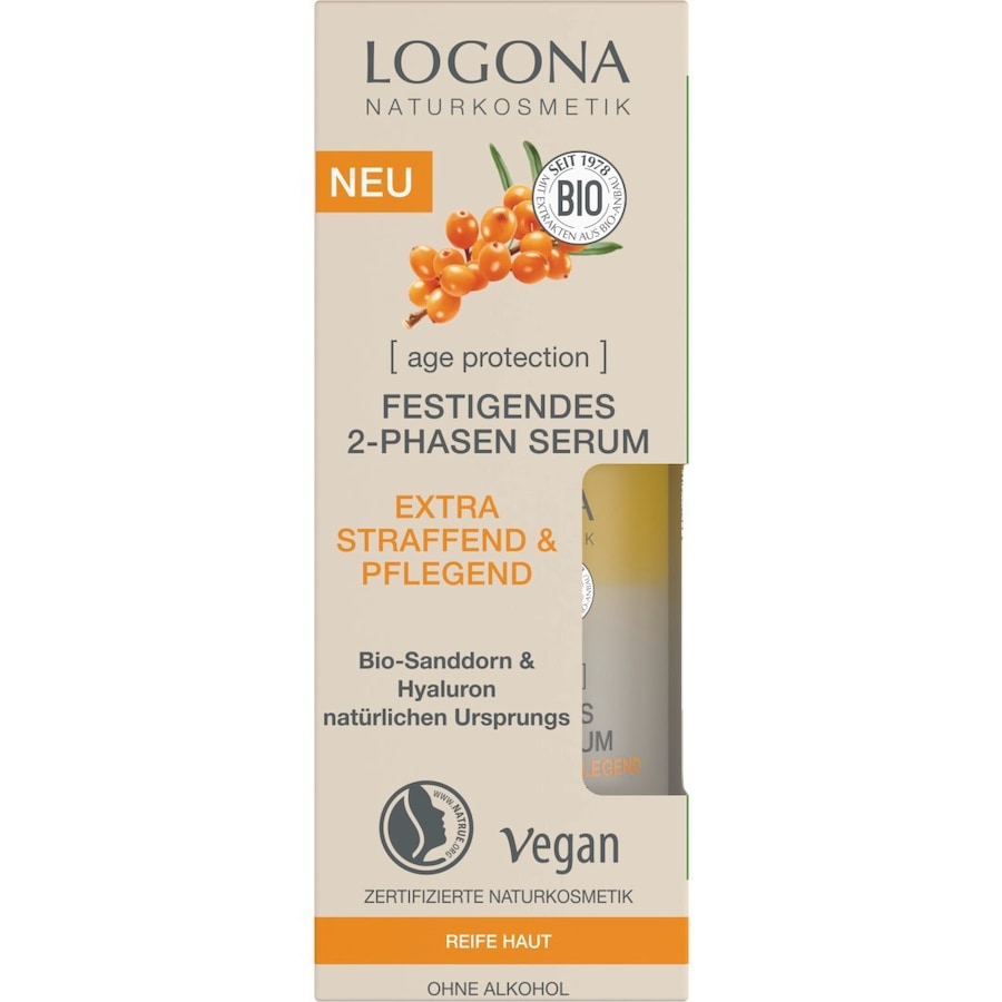 Logona Age Protection Wzmacniające dwufazowe serum ujędrniające z organicznym rokitnikiem i kwasem hialuronowym Serum nawilżające 30 ml