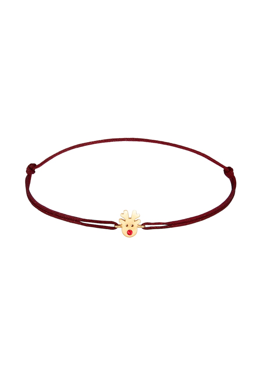 Elli Damski wisiorek świąteczny z reniferem w kolorze czerwonym z pozłacanego srebra próby 925 Sterling Silver Bransoletki 1 ct