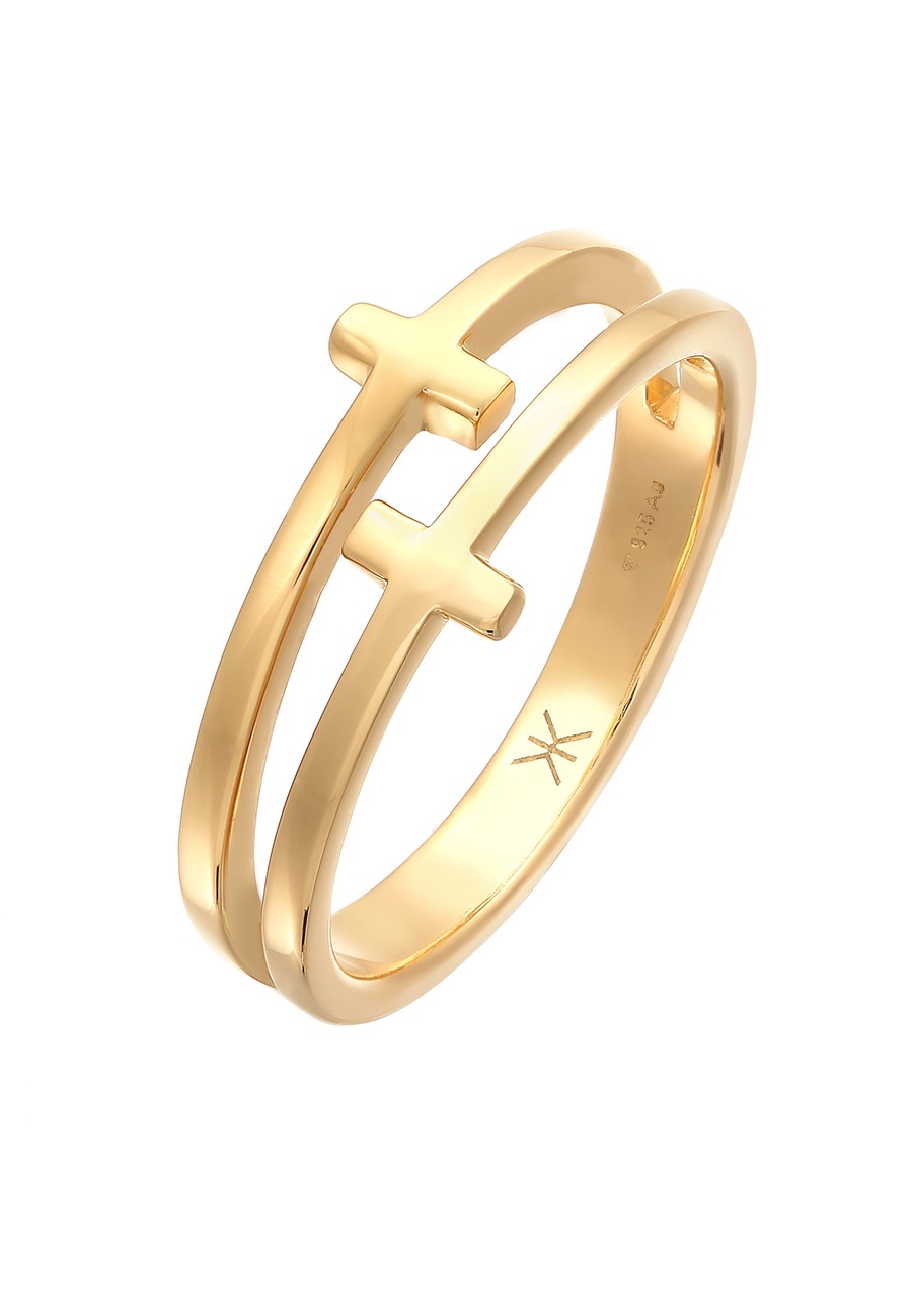 KUZZOI Męski krzyż podwójny nowoczesny w srebrze próby 925 Sterling Silver Pierścionki 1 ct Męskie