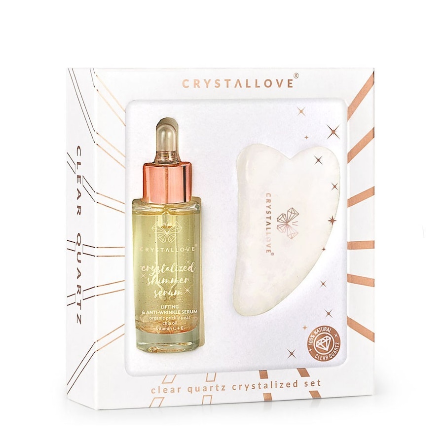 Crystallove Clear quartz crystalized set – serum do twarzy z kryształem górskim i płytka do masażu gua sha Zestawy do pielęgnacji twarzy 1 ct