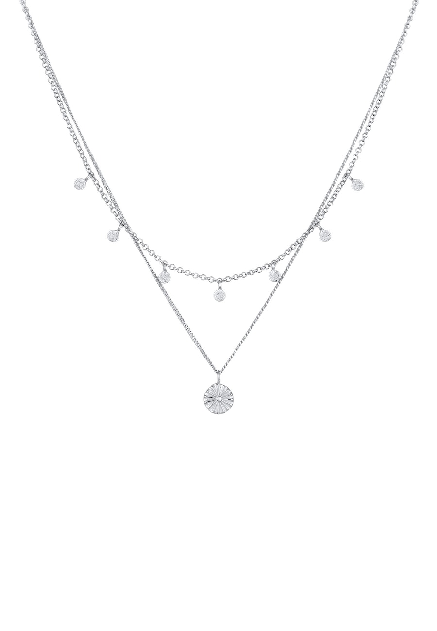 Elli Damska zawieszka warstwowy Disc Sun z pozłacanego srebra próby 925 Sterling Silver Naszyjniki 1 ct Damski