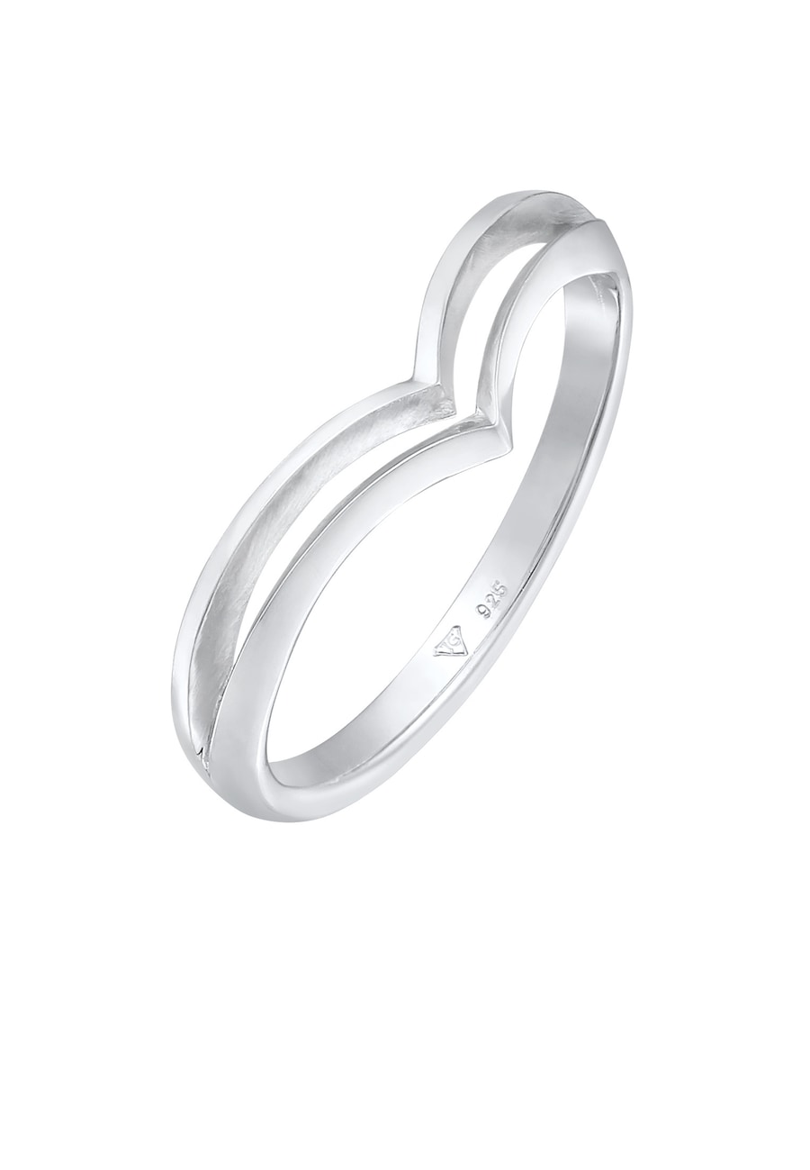 Elli Damski pierścionek V do łączenia Geo Basic Trend ze srebra próby 925 Sterling Silver Pierścionki 1 ct