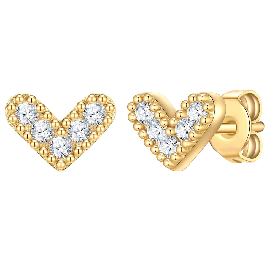 Rafaela Donata Kolczyki Serce Srebro wysokiej próby Żółte złoto 1 ct Damski