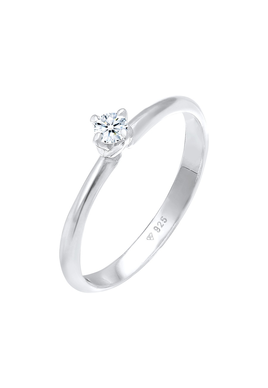 Elli DIAMONDS Damski pierścionek filigranowy Classic z diamentem (0.11 ct.) w srebrze 925 Sterling Silver Pierścionki