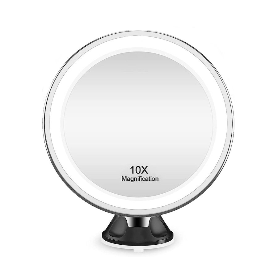 UNIQ Lusterko z przyssawką z oświetleniem LED i 10-krotnym powiększeniem - Czarne Lusterka kosmetyczne 1 ct UNIQ Lusterko z przyssawką z oświetleniem