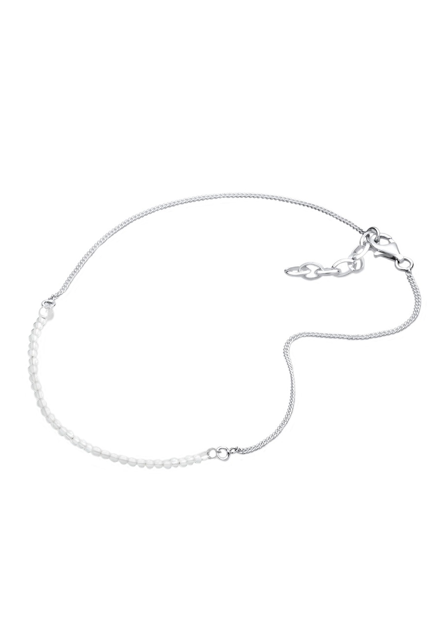 Elli Damska bransoletka na kostkę z koralikami szklanymi w srebrze próby 925 Sterling Silver Naszyjniki 1 ct Damski