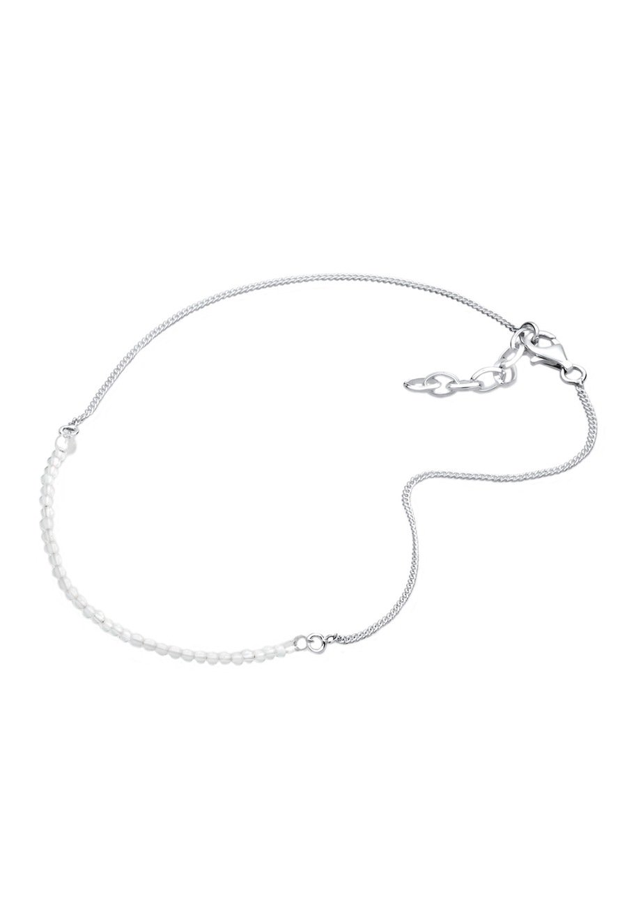 Elli Damska bransoletka na kostkę z koralikami szklanymi w srebrze próby 925 Sterling Silver Naszyjniki 1 ct Damski