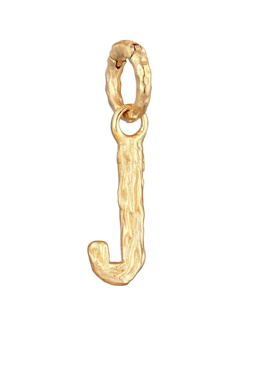 Elli Damski wisiorek Litera J Organic Look w pozłacanym srebrze próby 925 Sterling Silver Wisiorki 1 ct