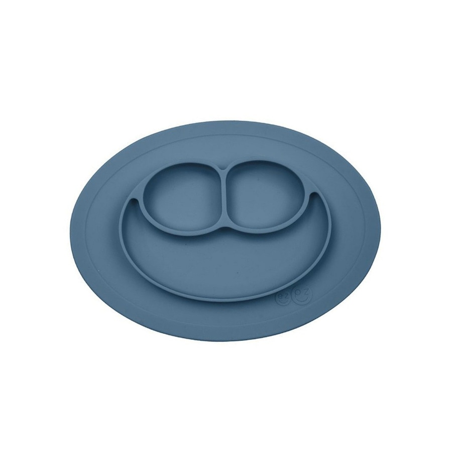 EZPZ EZPZ Silikonowy talerzyk z podkładką mały 2w1 Mini Mat ciemny niebieski Akcesoria 1 ct