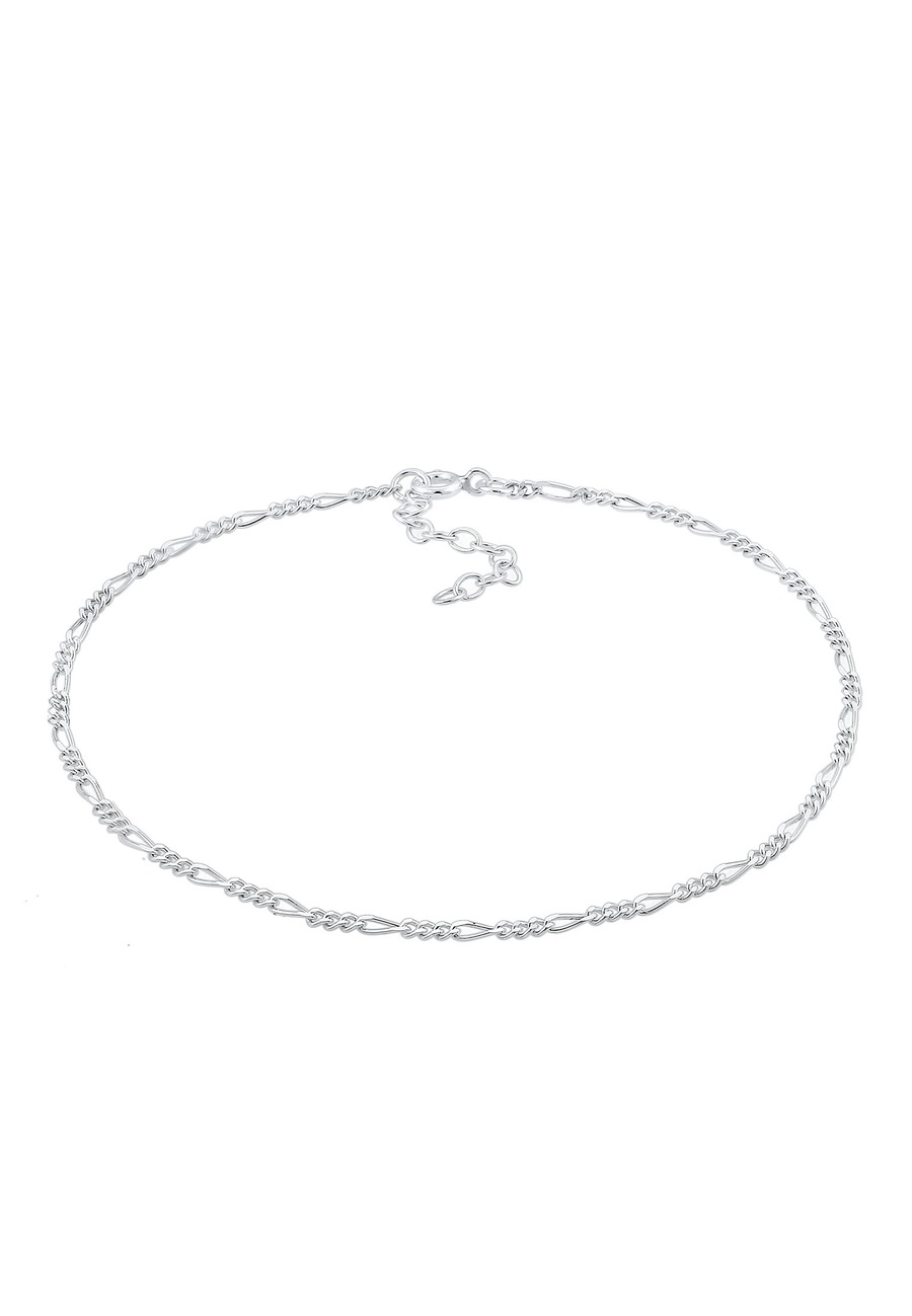 Elli Damska bransoletka na kostkę Figaro Timeless Basic ze srebra próby 925 Sterling Silver Bransoletki na nogę 1 ct Damski