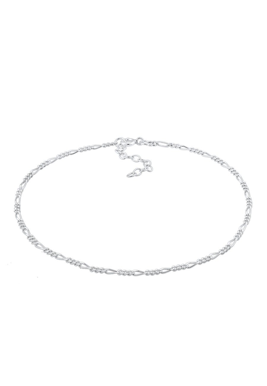 Elli Damska bransoletka na kostkę Figaro Timeless Basic ze srebra próby 925 Sterling Silver Bransoletki na nogę 1 ct Damski