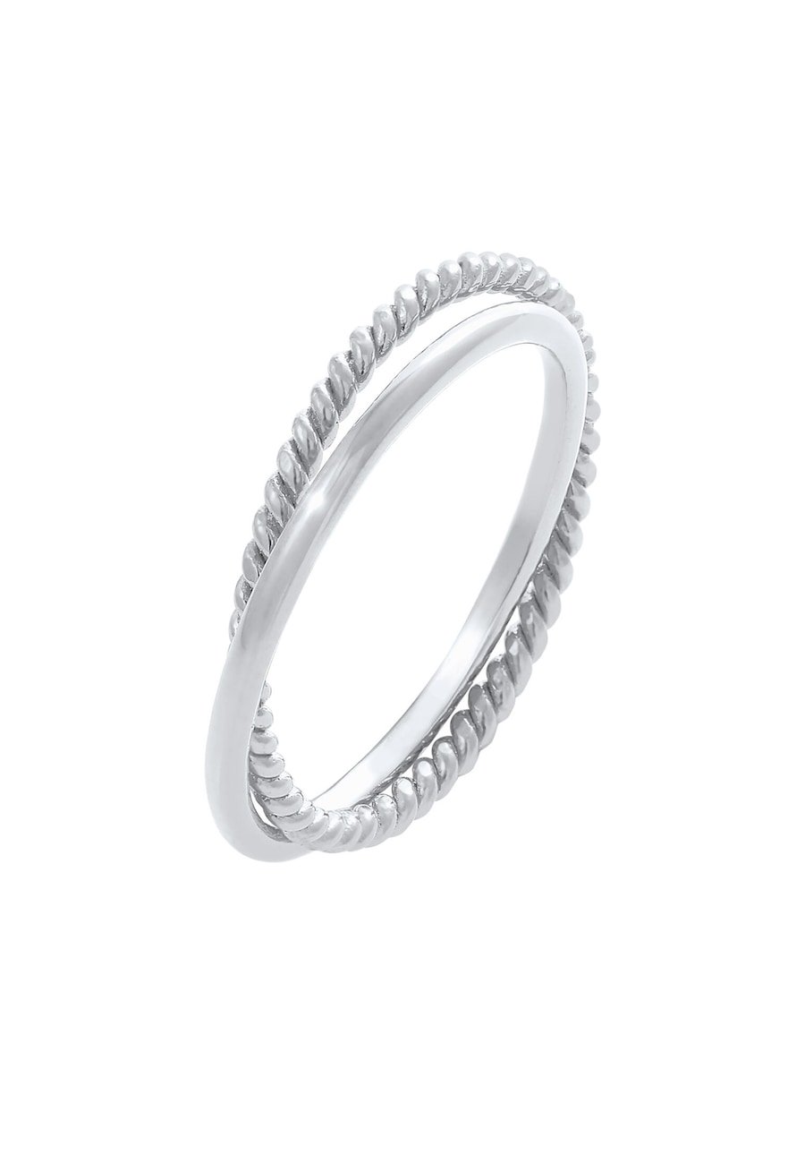 Elli Klasyczny filigranowy zakręcony Twisted Trend w srebrze próby 925 Sterling Silver Pierścionki 1 ct Damski