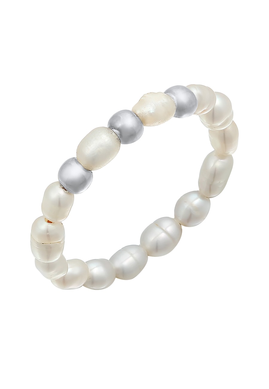 Elli Damskie koraliki Trend z perły hodowlana słodkowodna w pozłacanym srebrze próby 925 Sterling Silver Pierścionki 1 ct