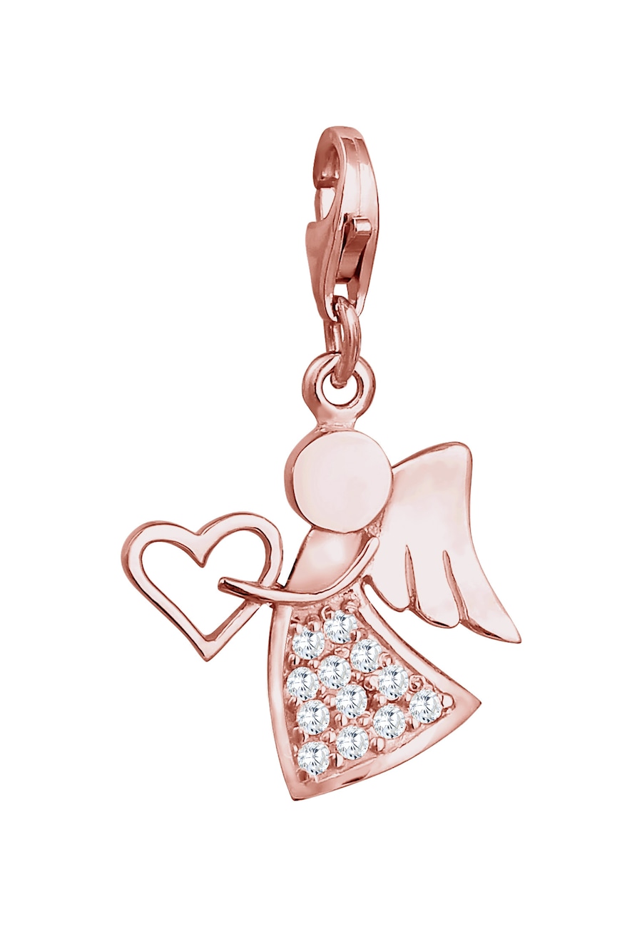 Nenalina Uroki Damski Charm anielskie serce z kryształami cyrkonii w srebrze próby 925 Wisiorki 1 ct