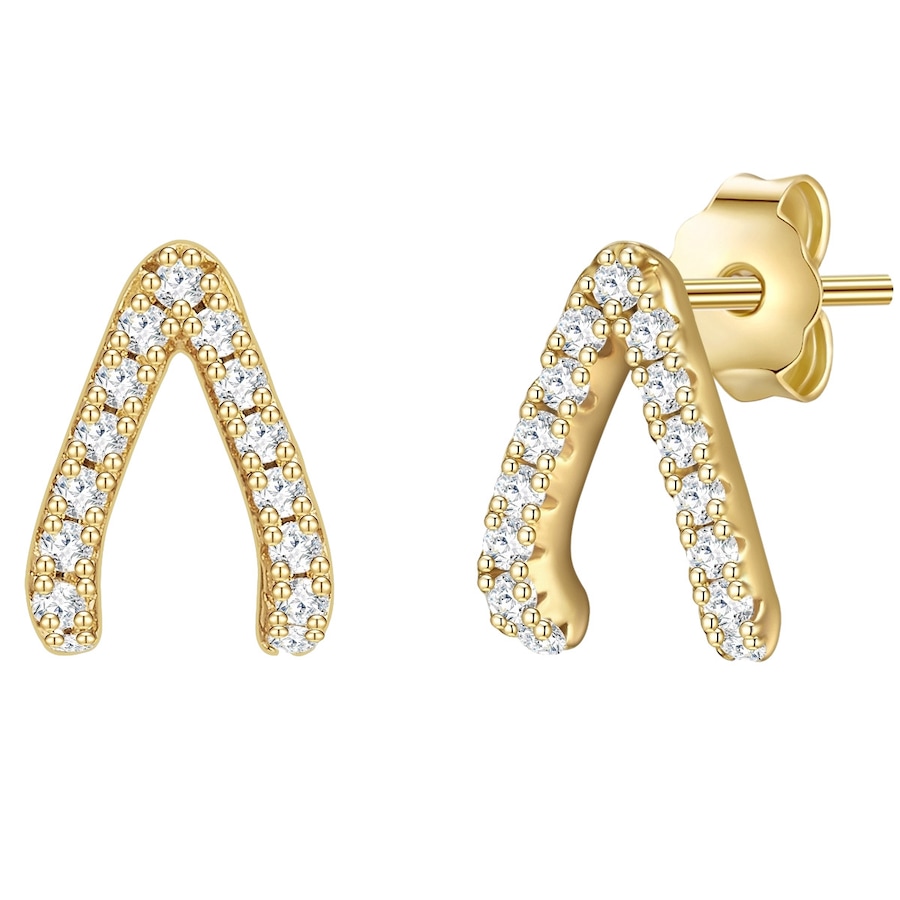 Glanzstücke München Srebrne kolczyki sztyfty srebro wysokiej próby Cyrkonia żółte złoto Kolczyki 1 ct Damski