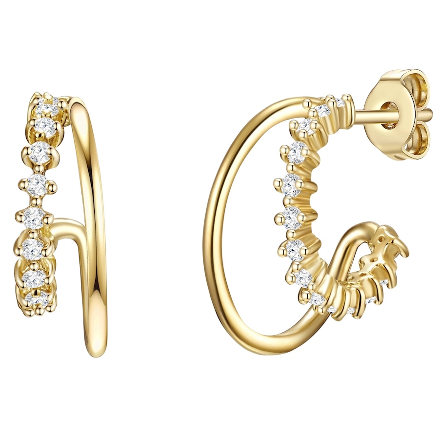 Glanzstücke München Srebrne kolczyki kreole srebro wysokiej próby Cyrkonia żółte złoto Kolczyki koła 1 ct Damski