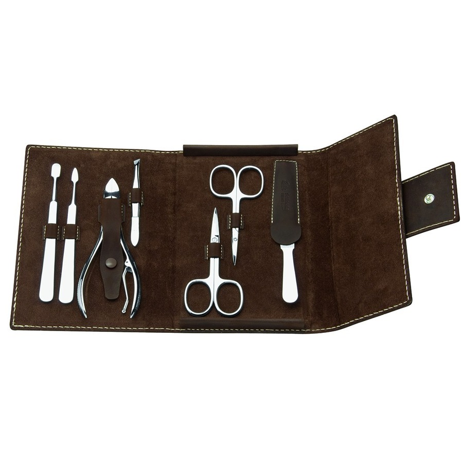 ERBE Manicure Snap Button Case Range "Mountain Bear", brown, 7 pcs. Kuferki do makijażu 1 ct 1 szt.