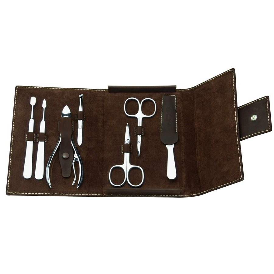 ERBE Manicure Snap Button Case Range "Mountain Bear", brown, 7 pcs. Kuferki do makijażu 1 ct 1 szt.