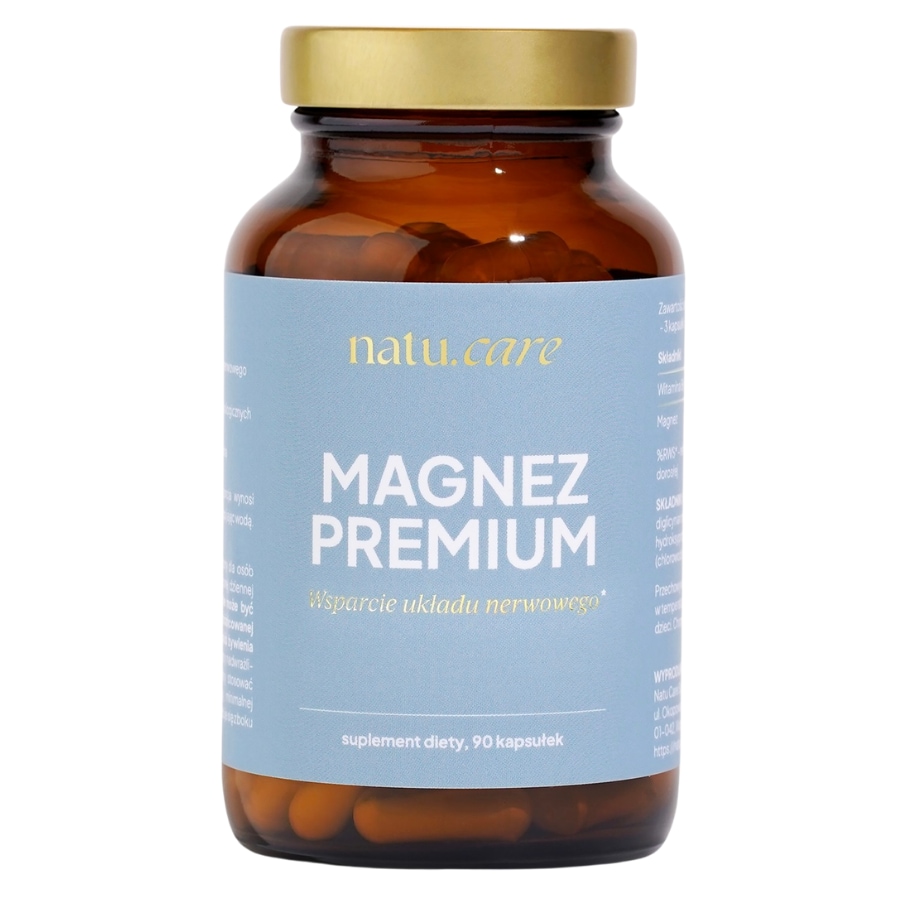 Natu Care Magnez premium + witamina B6 Witaminy i substancje witalne 90 ct Srebrny
