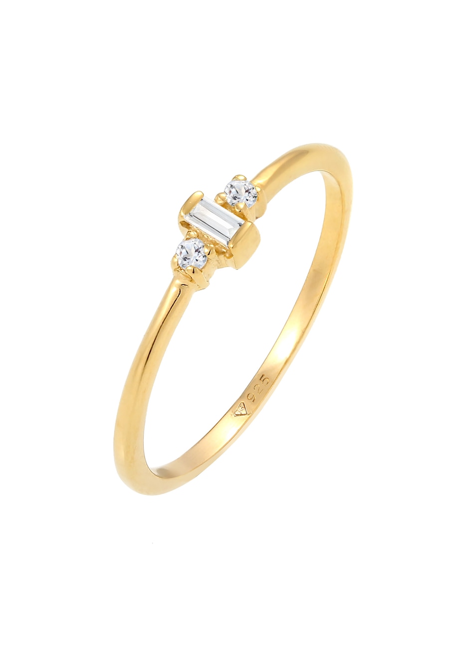 Elli PREMIUM Damski soliter zaręczyny filigranowy z topazem w pozłacanym srebrze 925 Sterling Silver Pierścionki 1 ct