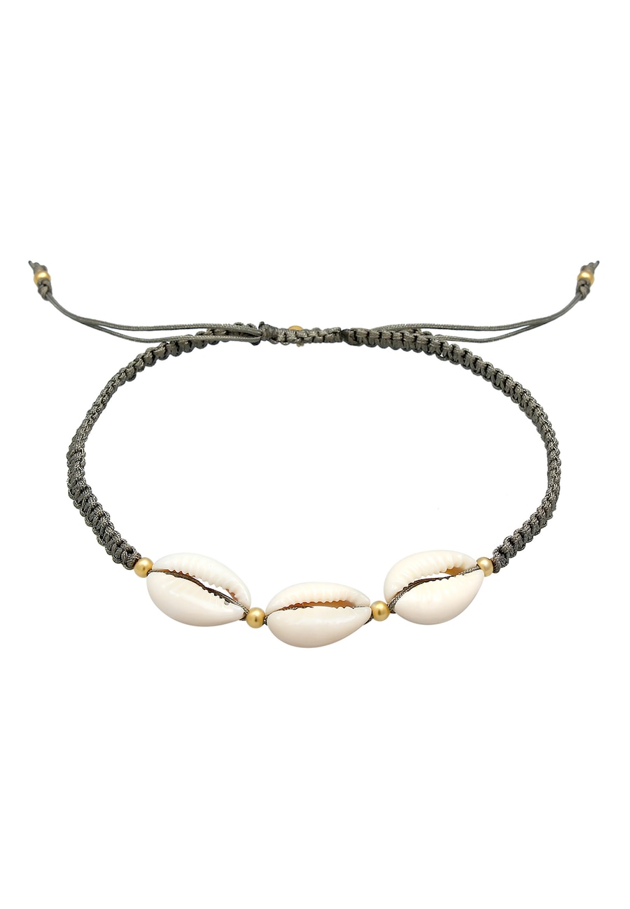 Elli Damska bransoletka Kauri Shell Ocean Nylon Summer regulowana w pozłacanym srebrze 925 Sterling Silver Bransoletki na nogę 1 ct Damski