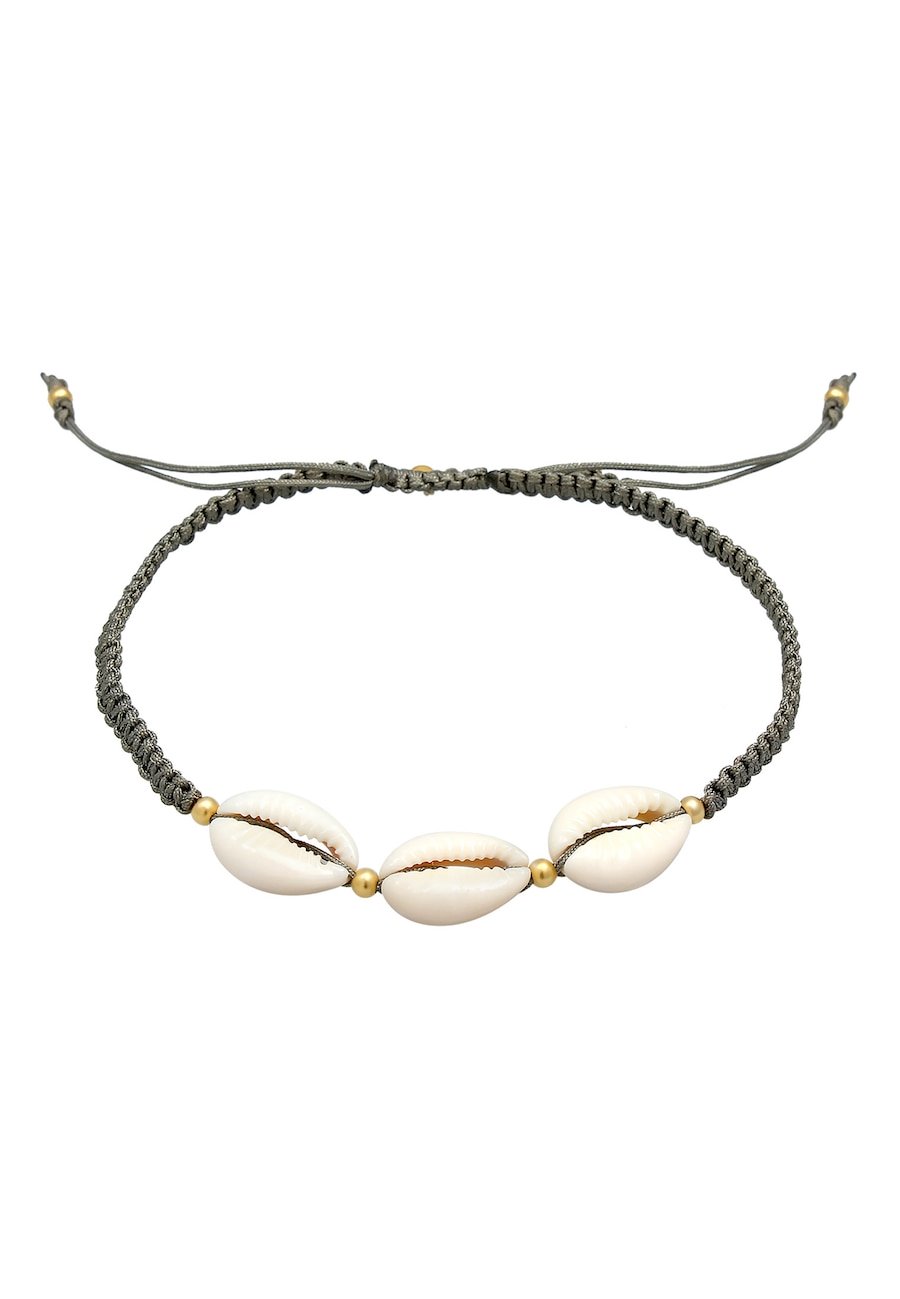 Elli Damska bransoletka Kauri Shell Ocean Nylon Summer regulowana w pozłacanym srebrze 925 Sterling Silver Bransoletki na nogę 1 ct Damski