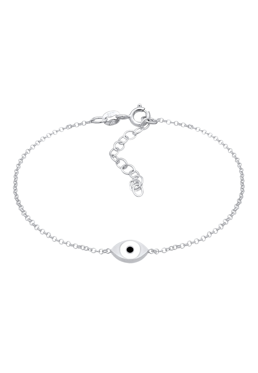 Elli Damski naszyjnik z symbolem Evil Eye w groszkowy trend z emalią w srebrze próby 925 Sterling Silver Bransoletki 1 ct