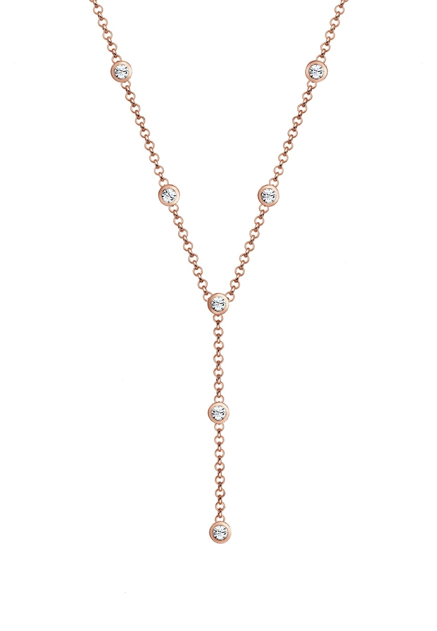 Elli Damski Y-łańcuszek koło Geo z kryształami w srebrze próby 925 sterling silver Naszyjniki 1 ct