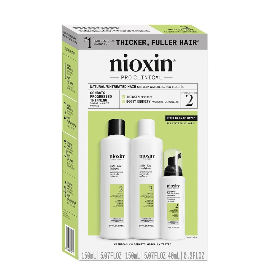 Nioxin Nioxin System 2 zestaw oczyszczający do włosów naturalnych, mocno przerzedzonych, 150+150+40 ml Zestawy do pielęgnacji włosów 1 ct