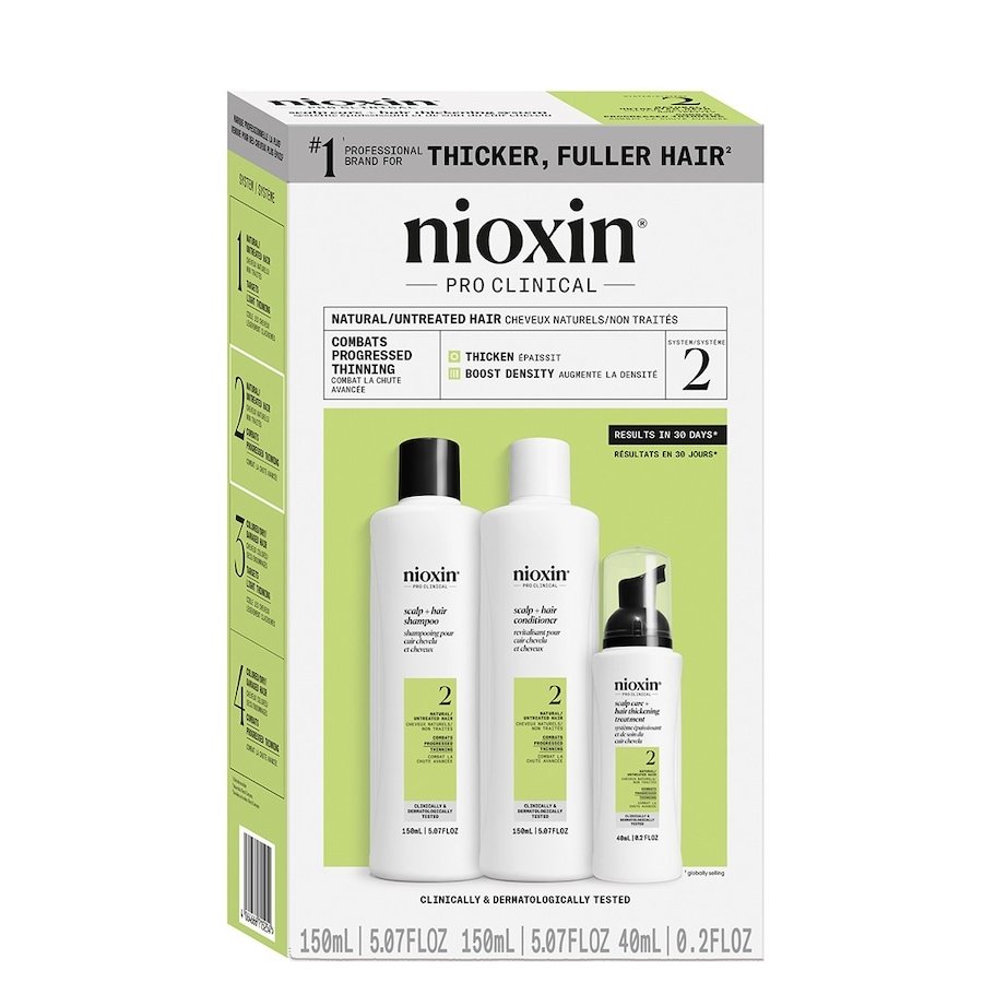 Nioxin Nioxin System 2 zestaw oczyszczający do włosów naturalnych, mocno przerzedzonych, 150+150+40 ml Zestawy do pielęgnacji włosów 1 ct