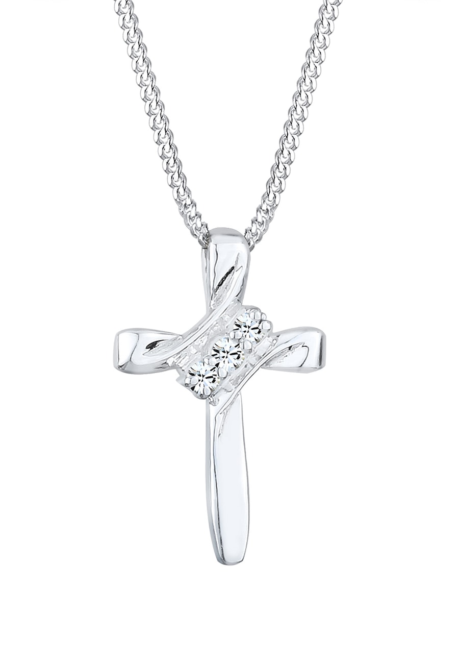 Elli Krzyż damski z kryształami w srebrze próby 925 Sterling Silver Naszyjniki 1 ct Damski