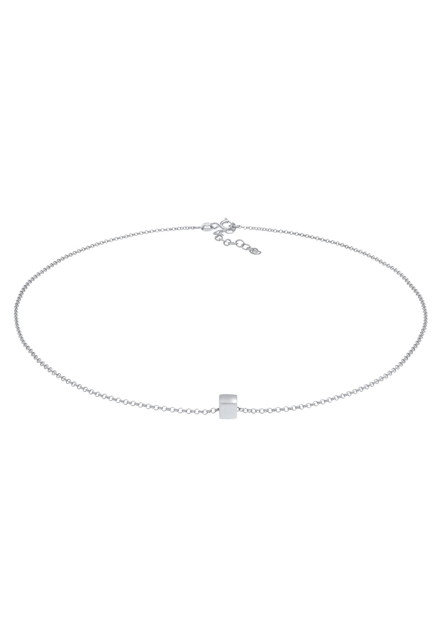 Elli Damski choker wisiorek kostka Geo Look Trend Blogger srebro 925 Sterling Silver Naszyjniki 1 ct