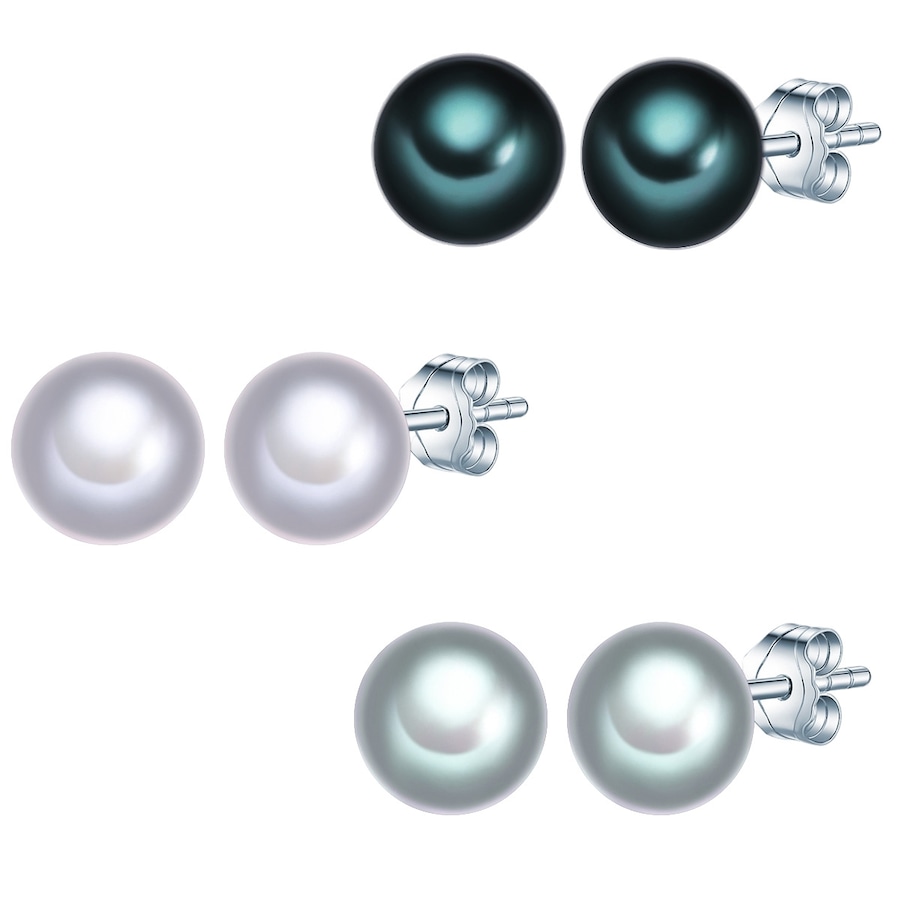 Valero Pearls Kolczyki sztyfty z perłą srebro wysokiej próby Perła hodowlana słodkowodna srebrny 1 ct Damski