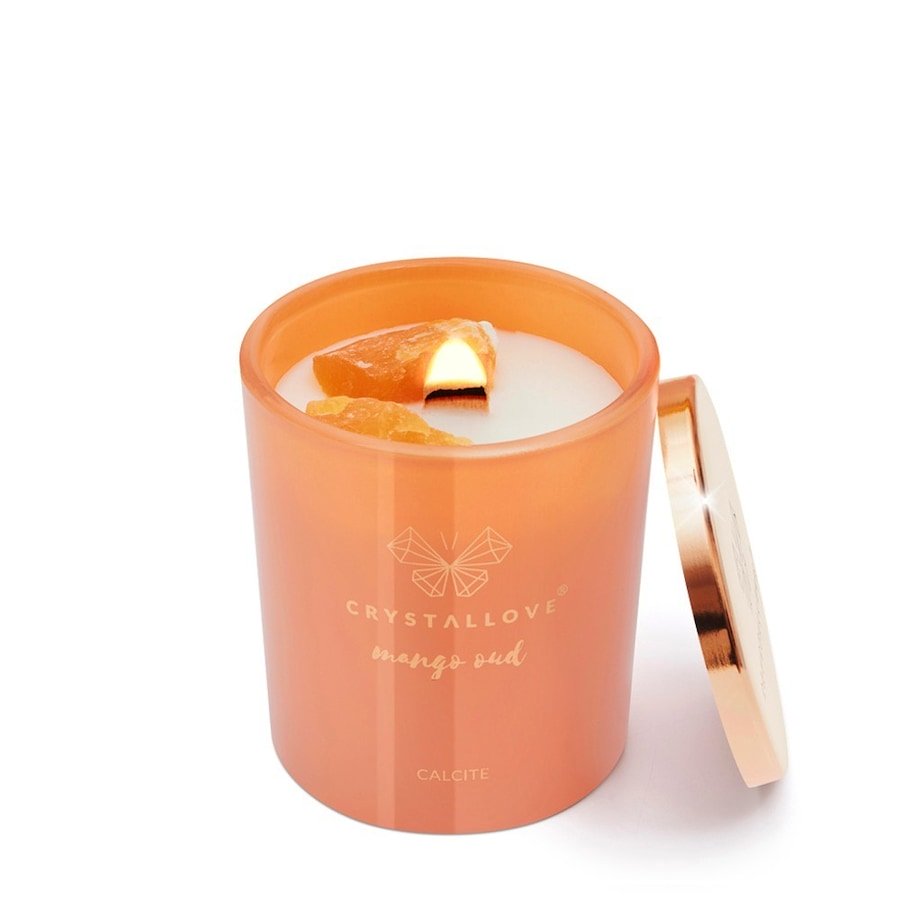 Crystallove Świeca sojowa z kalcytem mango oud Świeczki 1 ct