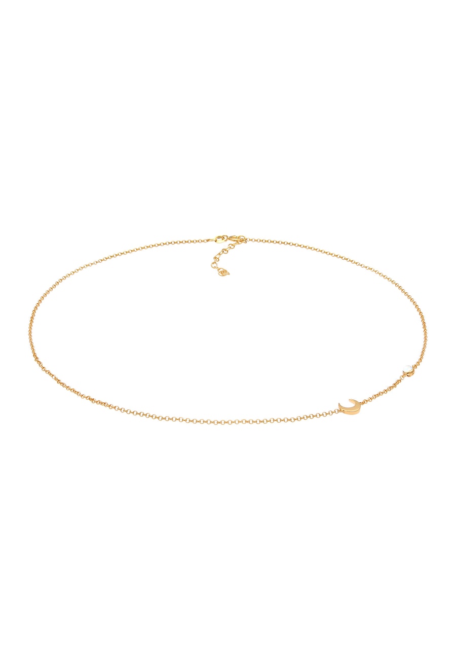 Elli Damski Filigran Basic Minimal z kamieniem księżycowym w srebrze próby 925 Sterling Silver Naszyjniki 1 ct