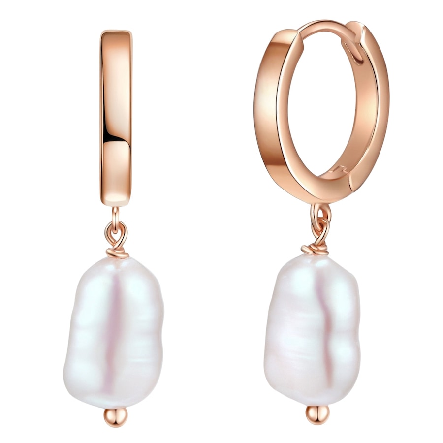 Glanzstücke München Srebrne kolczyki kreole srebro wysokiej próby Perła hodowlana słodkowodna różowe złoto Kolczyki koła 1 ct Damski