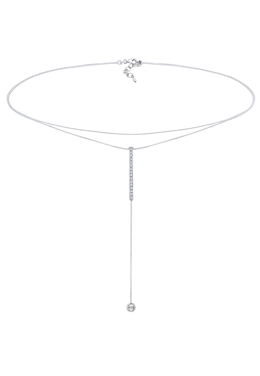 Elli Damski łańcuszek w kształcie litery Y z kryształkami ze srebra próby 925 Naszyjniki 1 ct