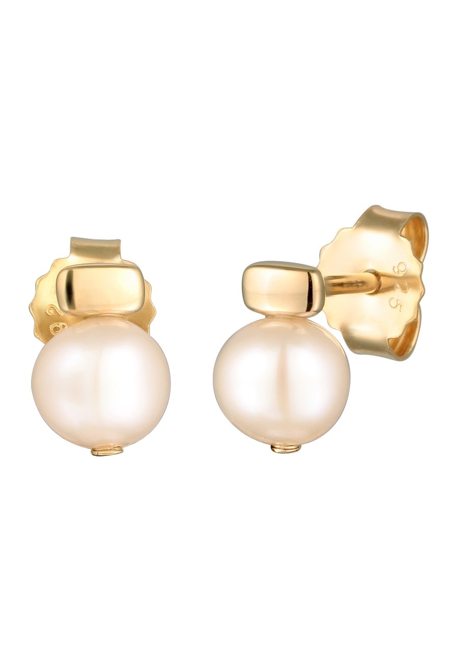 Elli PREMIUM Damskie kolczyki klasyczne z perłami słodkowodnymi w pozłacanym srebrze próby 925 Sterling Silver Kolczyki 1 ct