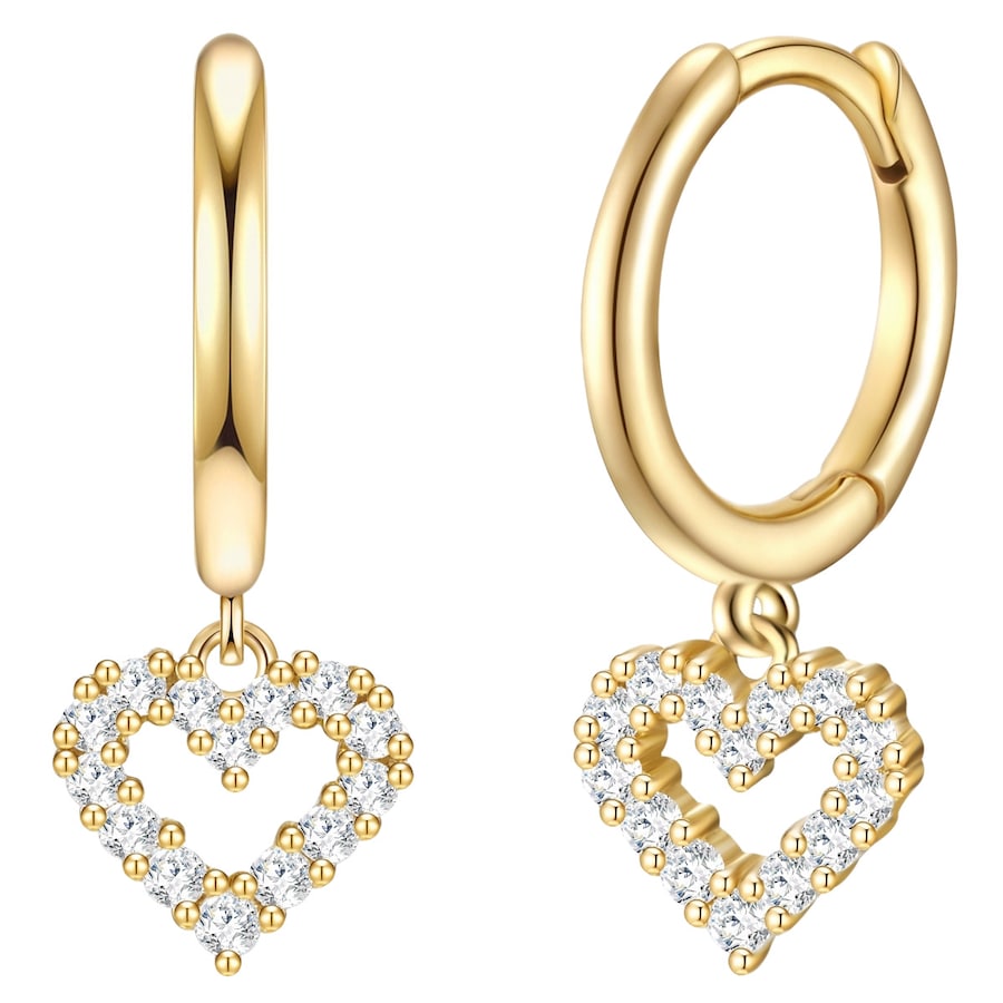 Glanzstücke München Kolczyki Serce z Srebro wysokiej próby w Żółte złoto Kolczyki koła 1 ct Damski