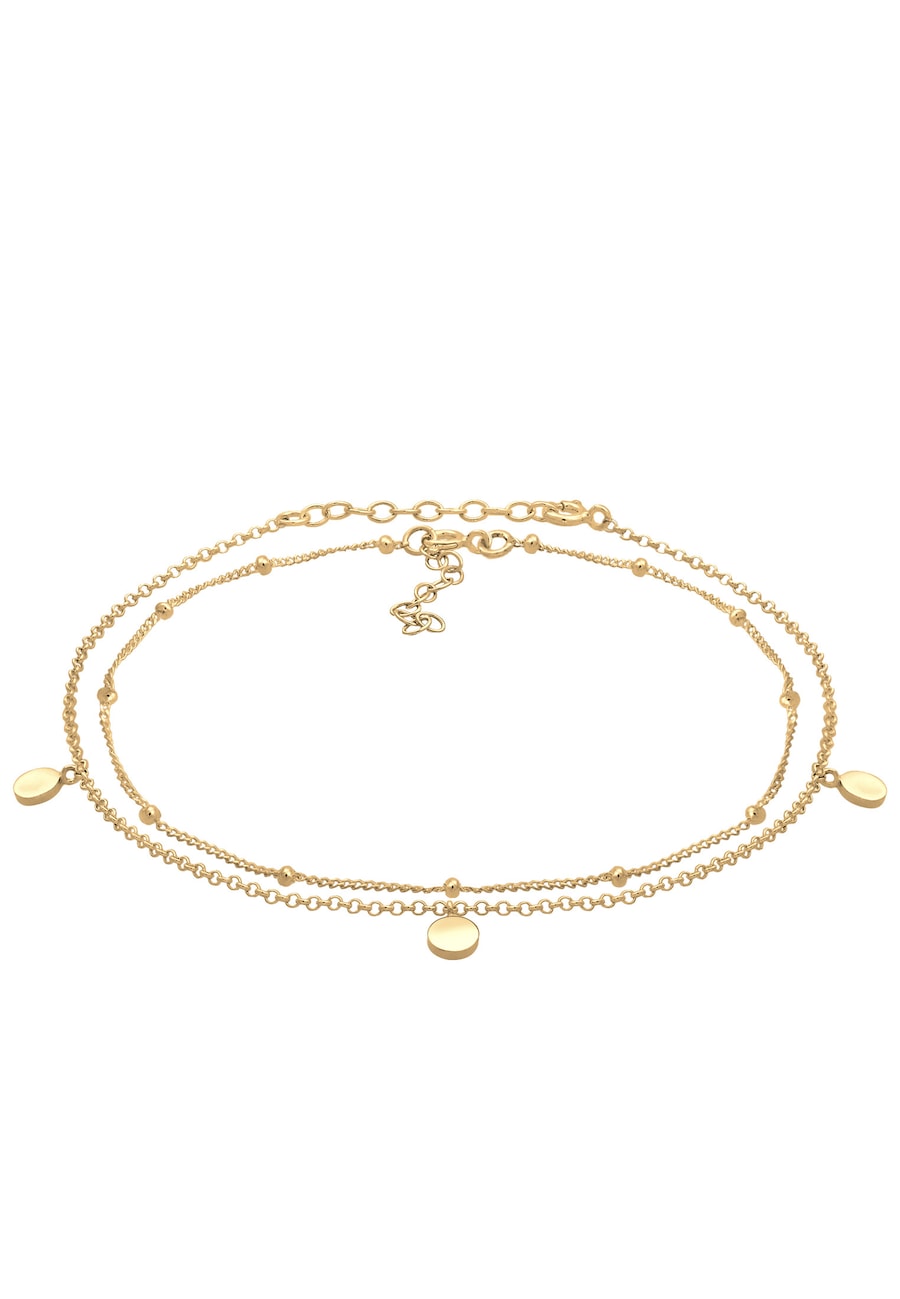 Elli Damska bransoletka na kostkę płytka duo zestaw kula ze srebra 925 Sterling Silver Bransoletki na nogę 1 ct Damski