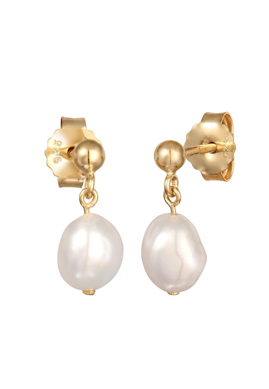 Elli PREMIUM Damskie kolczyki kulki z perłami słodkowodnymi z pozłacanego srebra próby 925 Sterling Silver Kolczyki 1 ct