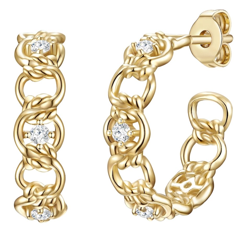 Glanzstücke München Srebrne kolczyki kreole srebro wysokiej próby Cyrkonia żółte złoto Kolczyki koła 1 ct Damski