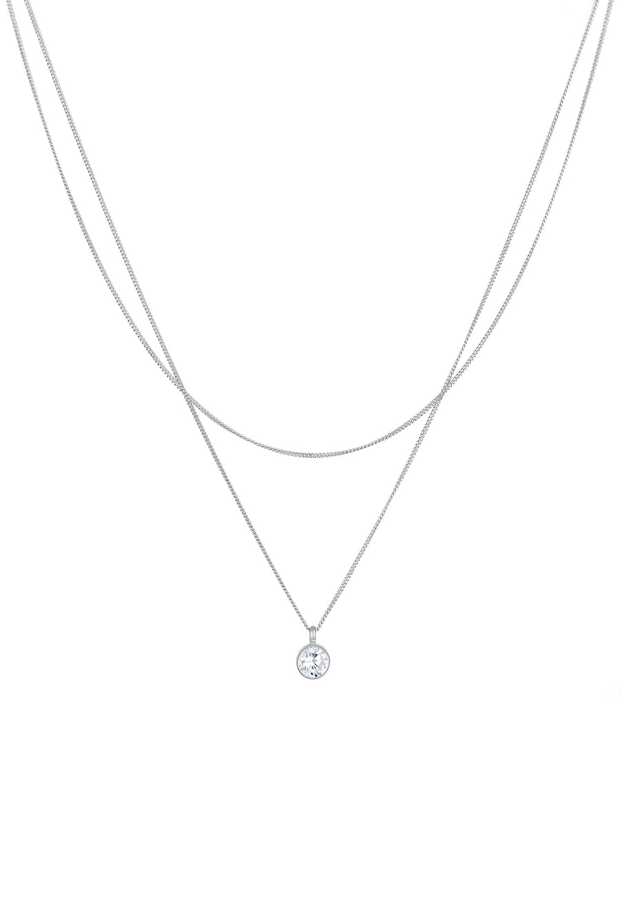 Elli Damski wisiorek z pasjansem i kryształem cyrkonii w srebrze próby 925 Sterling Silver Naszyjniki 1 ct