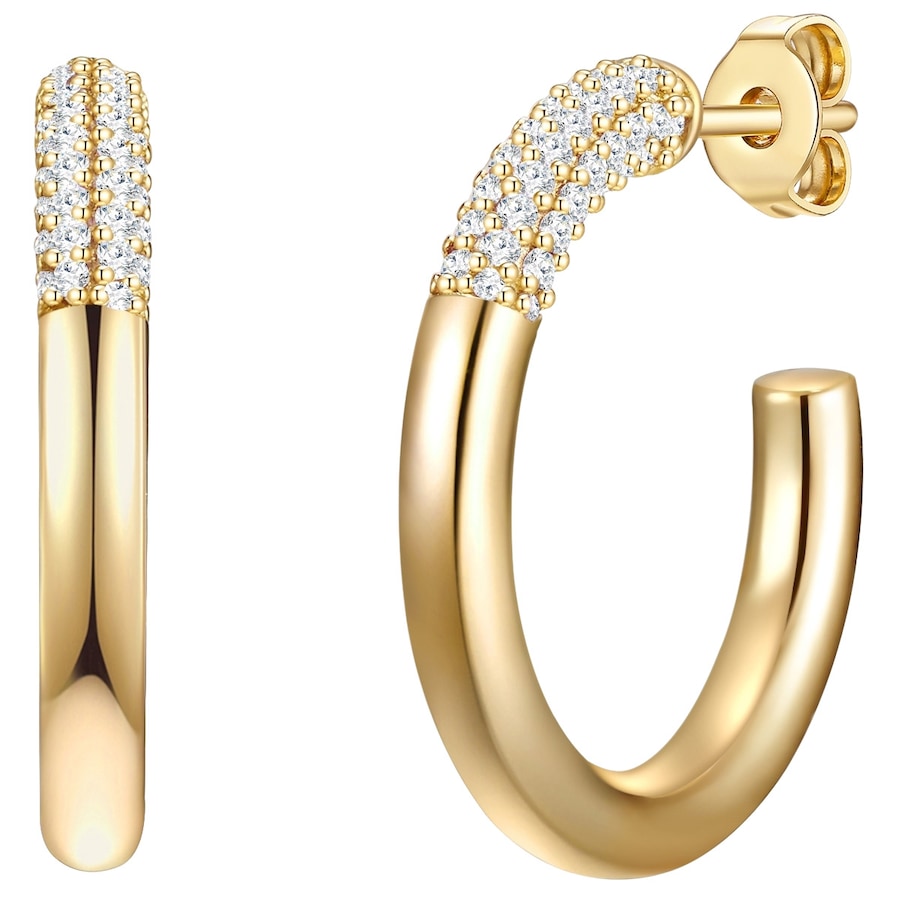 Glanzstücke München Kolczyki z Srebro wysokiej próby w Żółte złoto Kolczyki koła 1 ct Damski