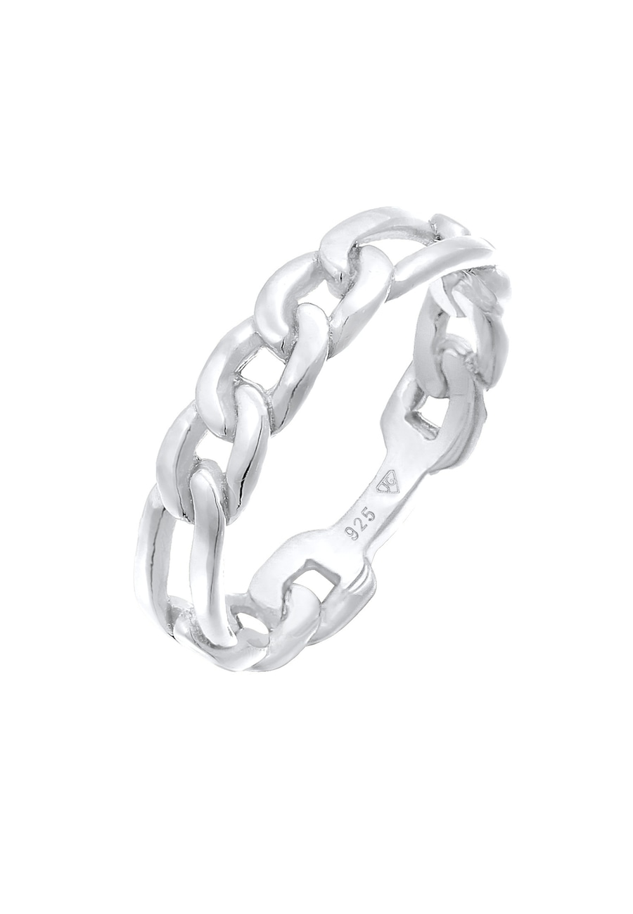 Elli Damski pierścionek z łańcuszkiem Figaro Linki Design Chunky Trend w pozłacanym srebrze 925 Sterling Silver Pierścionki 1 ct