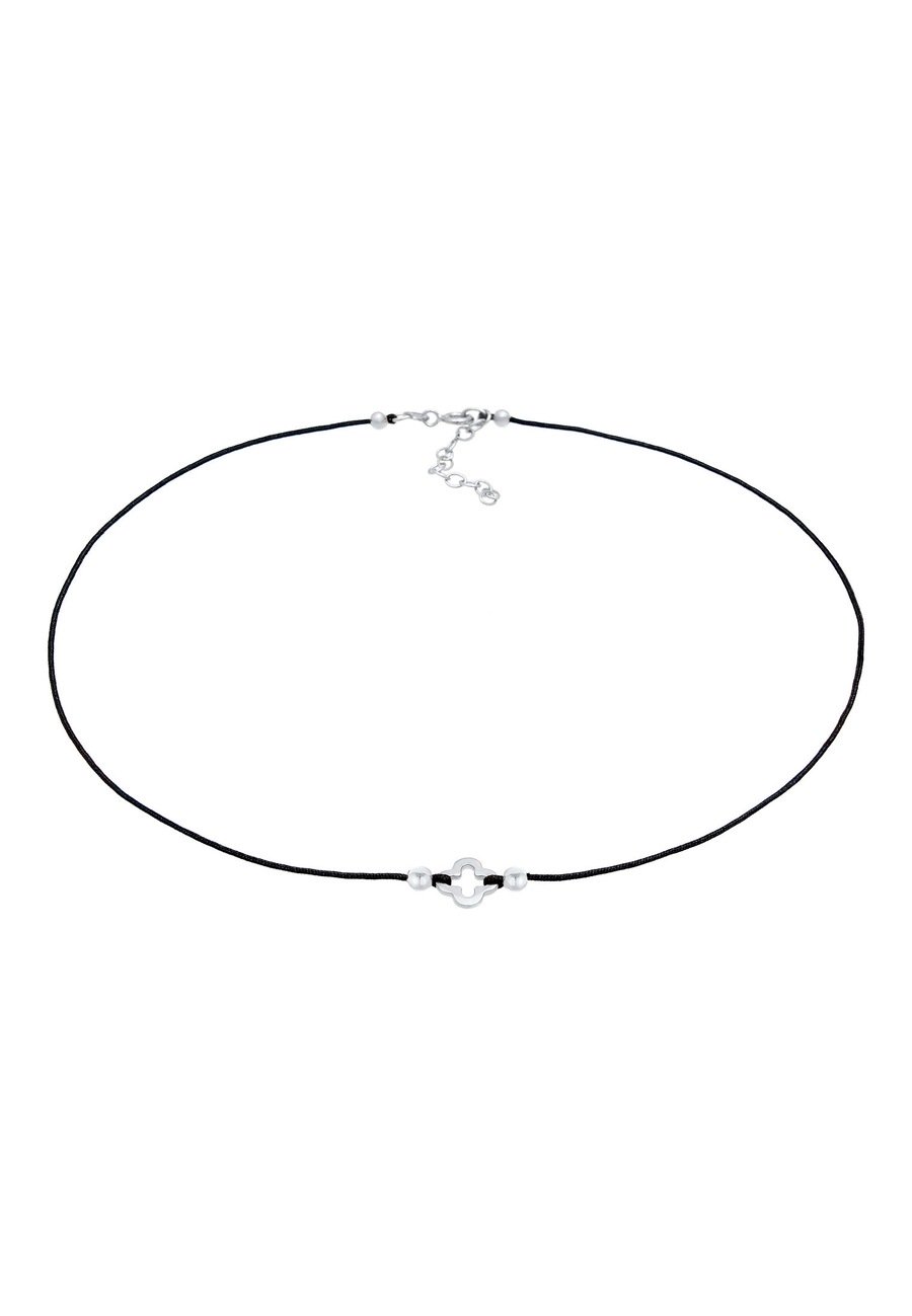 Elli Damski Choker z nylonu Liść Koniczyny Talizman Szczęścia wykonany z pozłacanego srebra próby 925 Sterling Silver Naszyjniki 1 ct