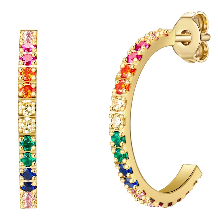 EASTSIDE Kolczyki kreole ze stali szlachetnej Stal szlachetna Cyrkonia żółte złoto Kolczyki koła 1 ct Damski