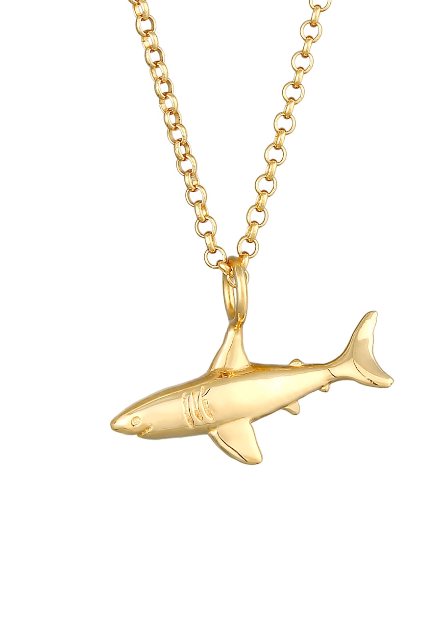 Elli Damski naszyjnik z zawieszką Shark Ocean Summer Trend w pozłacanym srebrze próby 925 Sterling Silver Naszyjniki 1 ct