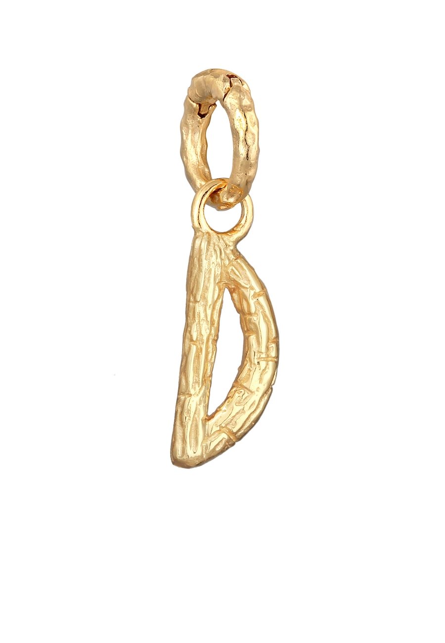 Elli Damska zawieszka Litera D Organic Look ze srebra próby 925 Sterling Silver pozłacanego Kolczyki koła 1 ct Damski