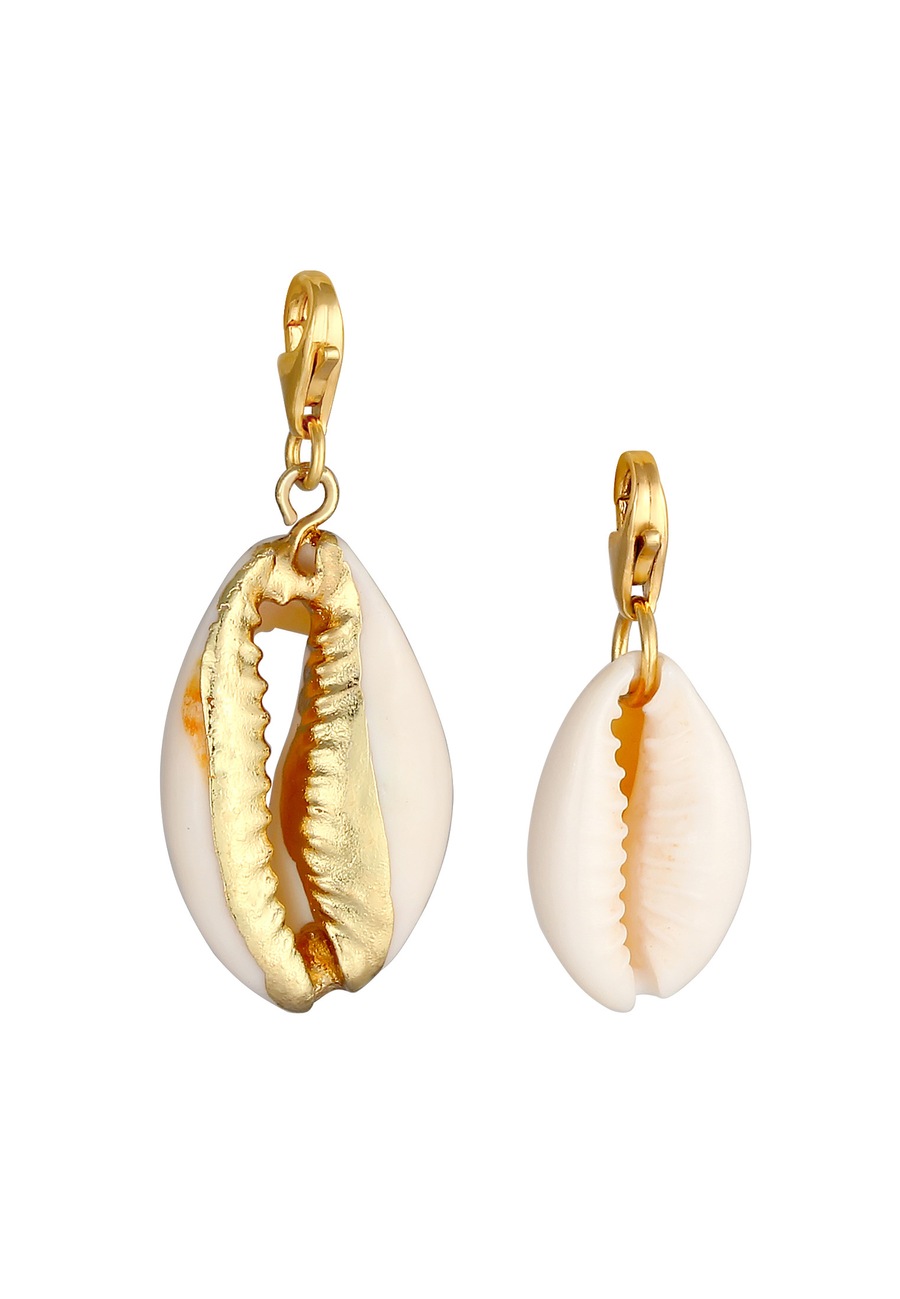 Nenalina Ladies Set Charm Kauri Shell Summer w 925 Sterling Silver platerowane złotem Kolczyki koła 1 ct Damski